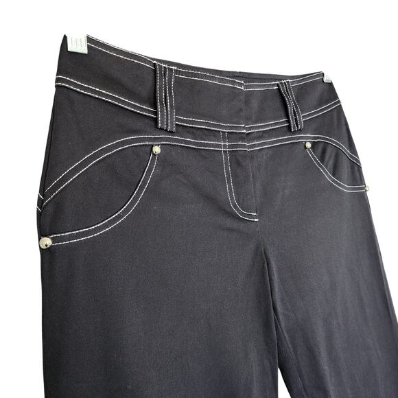 Cache Womens Vintage Cropped Pants Size 6 Black Y2K Grunge Streetwear - Picture 4 of 13